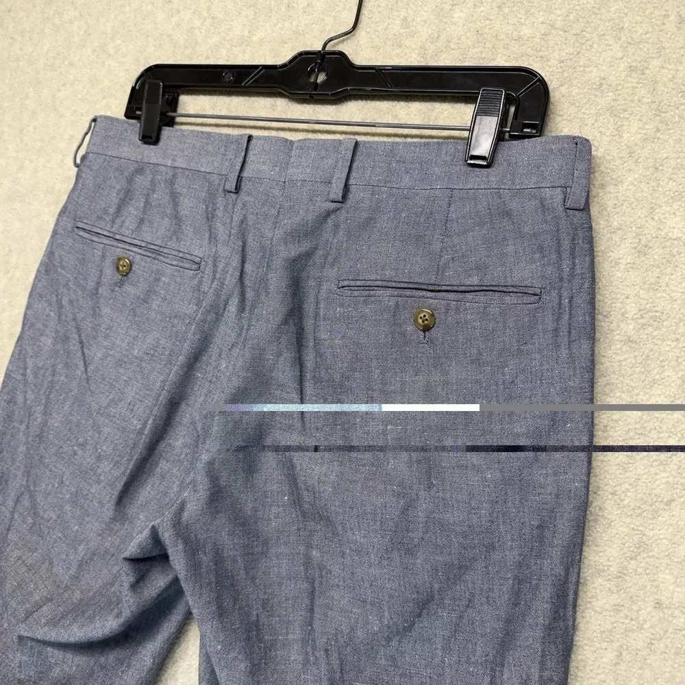 J.Crew Ludlow Baird McNutt Irish Linen Dress Pants Mens 31x32 Slim Blue